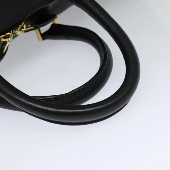 VERSACE Sunface Boston Bag Leather 2way Black Gold Auth ki5390V - Picture 8 of 16